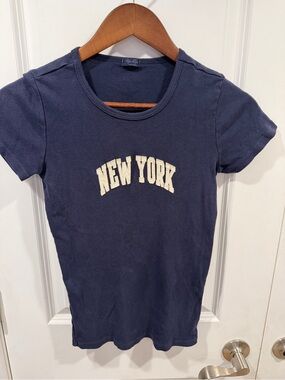Brandy Melville Navy Blue New York Fitted Shirt - 100% Cotton
